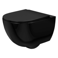 REA Závěsná WC mísa včetně sedátka Carlo Mini Rimless Flat černá REA-C8936