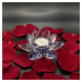Křišťálové sklo - Svícen lotosový květ Basic, Fialová