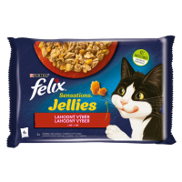 Felix Sensations Jellies s hovězím želé s rajčaty + s kuřetem a želé s mrkví 4 x 85 g