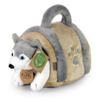 Plyšový pes husky 13 cm s přepravkou ECO-FRIENDLY