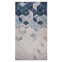 Tmavě modro-krémový pratelný koberec běhoun 200x80 cm - Vitaus