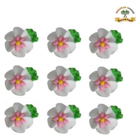 Cukrová dekorace květy bílé na platíčku 9ks - Fagos