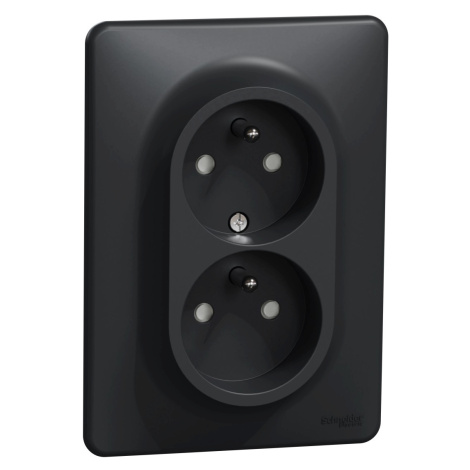 Schneider Electric Dvojitá zásuvka 2P + PE Sedna, 16 - 250 V, antracitová