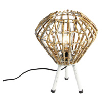 Venkovská stolní lampa stativ bambus s bílou - Canna Diamond
