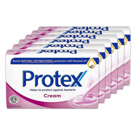 PROTEX Cream Tuhé mýdlo s přirozenou antibakteriální ochranou  6 x 90 g