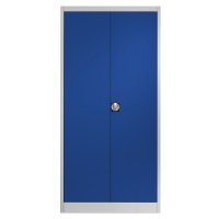 mauser Ocelová skříň s otočnými dveřmi, 4 police, h 500 mm, světle šedá / ultramarínová