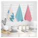 AmeliaHome Sada kuchyňských ručníků Letty Leaves - 3 ks tyrkysová/růžová
