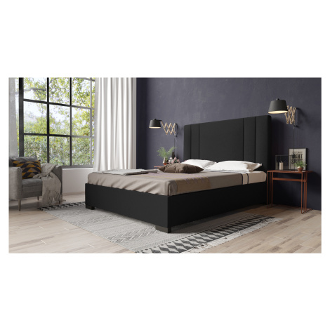 Eka Čalouněná postel Berry - Riviera 90x200 cm Barva látky Riviera: Černá (97), Úložný prostor: 