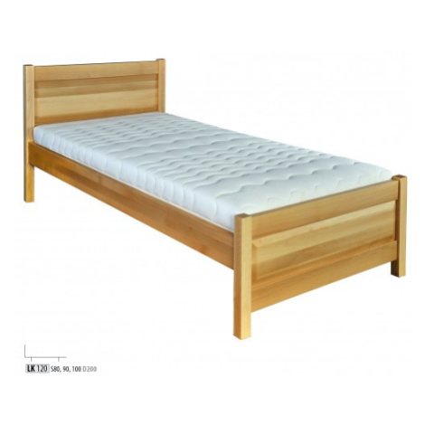 Drewmax Jednolůžková postel - masiv LK120 | 100 cm buk Moření: Buk přírodní