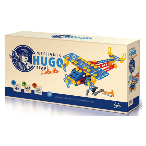 Stavebnice HUGO Letadlo s nářadím 144ks plast v krabici 31x16x7cm Teddies