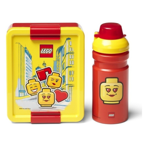 Lego® iconic girl svačinový set (láhev a box) žlutá/červená