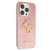 Guess PU Fixed Glitter 4G Metal Logo kryt iPhone 15 Pro růžový
