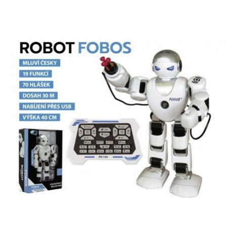 Teddies Robot RC FOBOS plast interaktivní chodící 40cm česky mluvící na baterie s USB v krabici 
