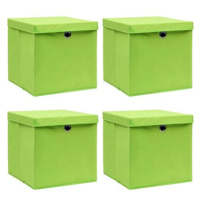 Úložné boxy s víky 4 ks zelené 32 x 32 x 32 cm textil