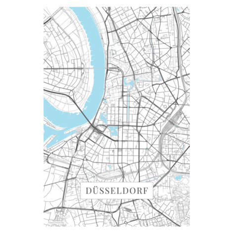 Mapa Dusseldorf white, (26.7 x 40 cm)
