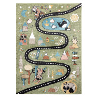 Dywany Łuszczów Dětský kusový koberec Fun Route Street animals green - 120x170 cm
