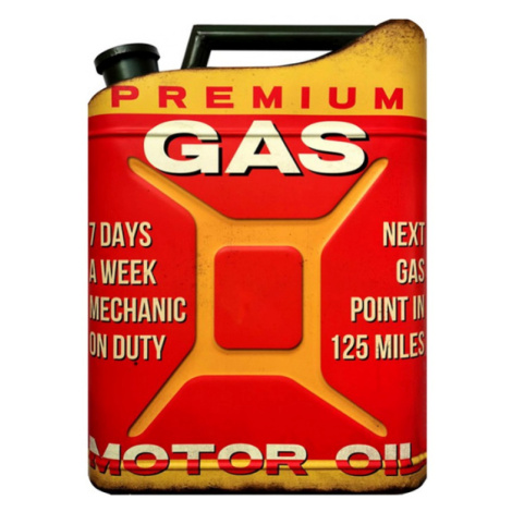 Červená nástěnná kovová cedule ve tvaru kanystru Gas – 35x1x49 cm Clayre & Eef