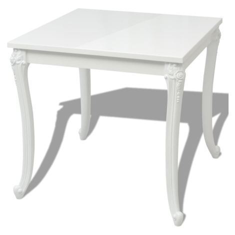 vidaXL Jídelní stůl 80x80x76 cm vysoký lesk bílý