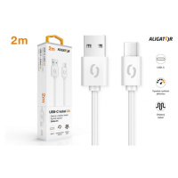 Datový kabel ALIGATOR 2A, USB-C, 2m, bílá