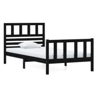Rám postele černý masivní dřevo 90 × 200 cm, 3101142