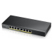 Zyxel GS1915-8EP 8-port Gigabit Web Smart PoE switch, 8x gigabit RJ45, fanless, 60W PoE budget