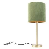 Botanická stolní lampa mosaz se zeleným odstínem 25 cm - Simplo