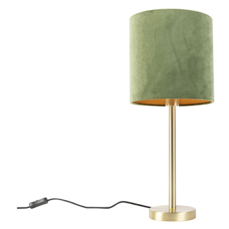 Botanická stolní lampa mosaz se zeleným odstínem 25 cm - Simplo QAZQA