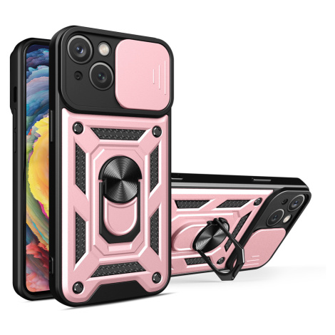 Hybrid Armor Camshield silikonové pouzdro s kovovým kroužkem na iPhone 15 6.1" Pink