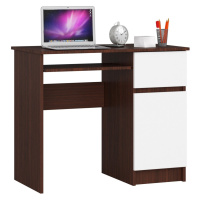 Ak furniture Počítačový stůl PIKSEL 90 cm wenge/bílý pravý