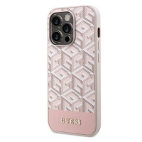 Guess PU G Cube MagSafe Kompatibilní Zadní Kryt pro iPhone 13 Pro Max Pink