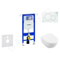 GEBERIT Duofix Modul pro závěsné WC s tlačítkem Sigma01, alpská bílá + Villeroy Boch WC a sedátk