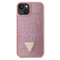 Guess Rhinestones Triangle Metal Logo kryt pro iPhone 14 růžový