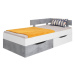 Dřevěná postel Amasi 90x200, bez matrace, beton, bílá