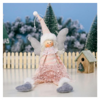 Růžový vánoční anděl s visícími nohama