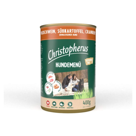 Christopherus krmivo pro psy divočák s batáty a brusinkami 12 × 400 g