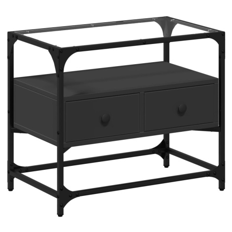 vidaXL TV skříňka se skleněnou deskou černá 60 x 35 x 51 cm kompozit