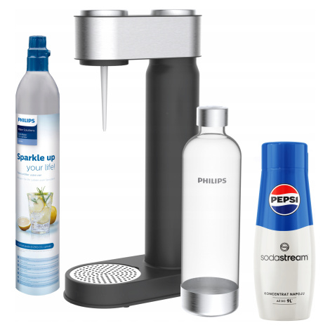 Saturátor Philips černý inox Pepsi SodaStream.