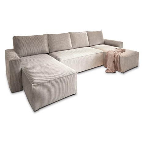 Krémová sedací souprava do U SMART COSARO 295x140 cm