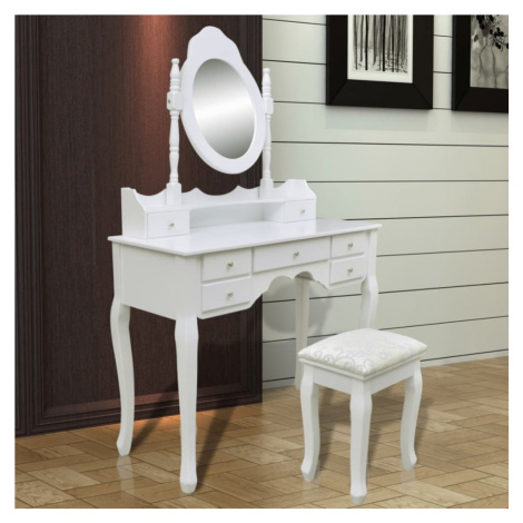 Toaletní stolek s taburetem bílá Dekorhome,Toaletní stolek s taburetem bílá Dekorhome vidaXL