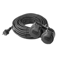 Venkovní prodlužovací kabel 20 m / 2 zásuvky / černý / guma / 230 V / 1,5 mm2