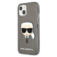 Pouzdro Karl Lagerfeld TPU Full Glitter Karl Head iPhone 13 mini Black