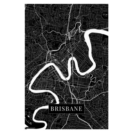 Mapa Brisbane black, POSTERS, 26.7x40 cm
