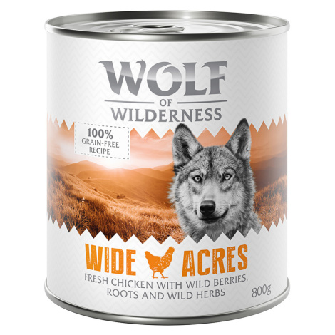Výhodné balení: Wolf of Wilderness Adult 12 x 800 g - NOVÉ: Wide Acres - kuřecí