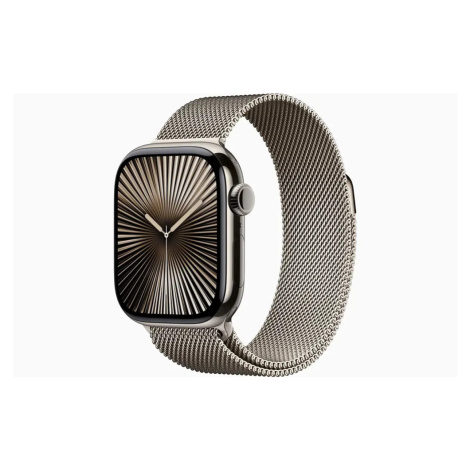 Apple Watch Series 10 GPS + Cellular 46mm Přírodní titan s přírodním milánským tahem - S/M