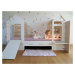 Myminihome Dětská domečková postel se skluzavkou a lampičkou Zvolte barvu: Růžová - Nelakovaná, 
