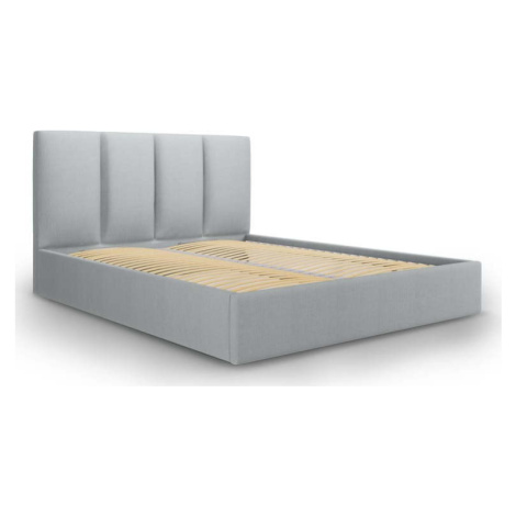 Šedá čalouněná dvoulůžková postel s úložným prostorem s roštem 140x200 cm Juniper – Mazzini Beds Mazzini Sofas