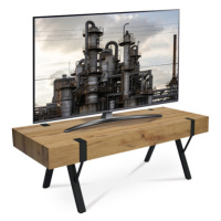 TV stolek 120x40x40 cm, MDF deska, 3D dekor divoký dub, kov - černý lak