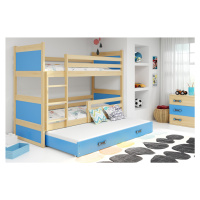 BMS Dětská patrová postel s přistýlkou ​​RICO 3 | borovice 80 x 190 cm Barva: Modrá