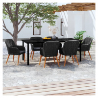 vidaXL 7dílný zahradní jídelní set s poduškami černý