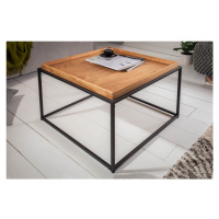 Estila Industriální vkusný čtvercový konferenční stolek Elements s odnímatelnou dřevěnou povrcho